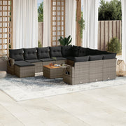 Loungeset 13-delig poly rattan grijs