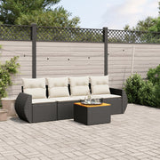 Loungeset poly rattan 5-delig zwart