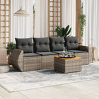 5-piece Lounge Set with cushions poly rattan grey