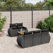 Loungeset 6-delig poly rattan zwart