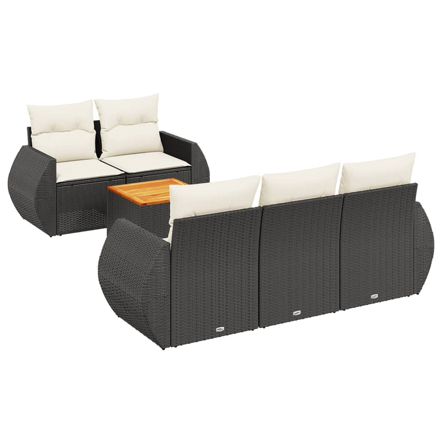 6-Delige Loungeset Met Kussens Poly Rattan Zwart