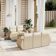 Loungeset 6-delig poly rattan beige