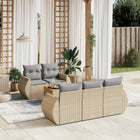 6-piece Lounge Set with cushions poly rattan beige