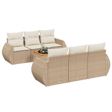 7-Delige Loungeset Met Kussens Poly Rattan Beige