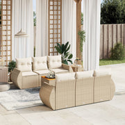 Loungeset 7-delig poly rattan beige
