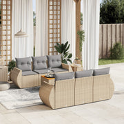 Loungeset 7-delig poly rattan beige