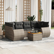 Loungeset 7-delig poly rattan grijs
