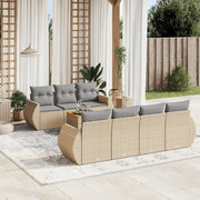 Loungeset 8-delig poly rattan beige met opbergruimte