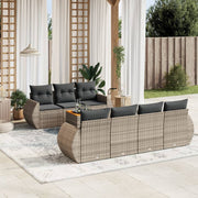 Loungeset 8-delig poly rattan grijs