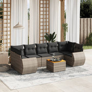 Loungeset 8-delig poly rattan grijs