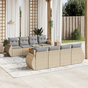 Loungeset 9-delig poly rattan beige