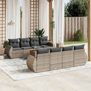 Loungeset 9-delig poly rattan grijs