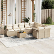 Loungeset 9-delig poly rattan beige