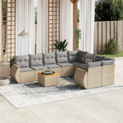 Loungeset 9-delig poly rattan beige