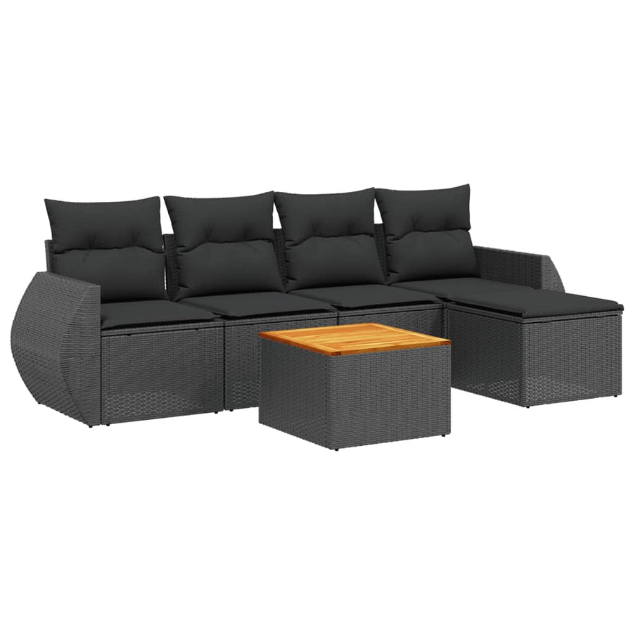 6-Delige Loungeset Met Kussens Poly Rattan