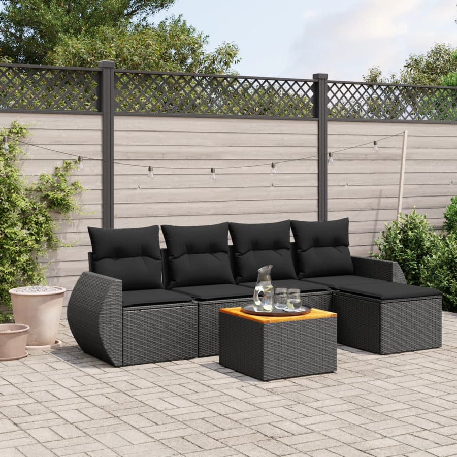 6-Delige Loungeset Met Kussens Poly Rattan