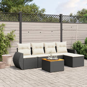 Loungeset 6-delig poly rattan zwart