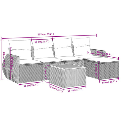 6-Delige Loungeset Met Kussens Poly Rattan Beige
