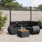 5-Delige Loungeset Met Kussens Poly Rattan Zwart