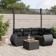 Loungeset 5-delig poly rattan zwart