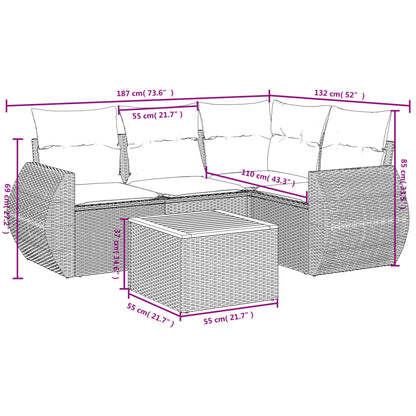 5-Delige Loungeset Met Kussens Poly Rattan Beige beige and cream