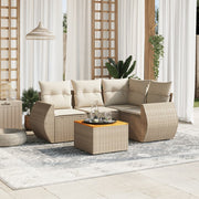 Loungeset poly rattan 5-delig beige