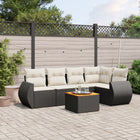 6-piece Lounge Set with cushions poly rattan black