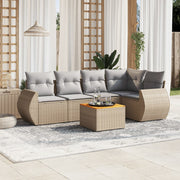 Loungeset 6-delig poly rattan beige