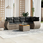 6-piece Lounge Set with Cushions Poly Rattan Grey
