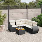 6-piece Lounge Set with cushions poly rattan black