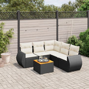 Loungeset 6-delig poly rattan zwart