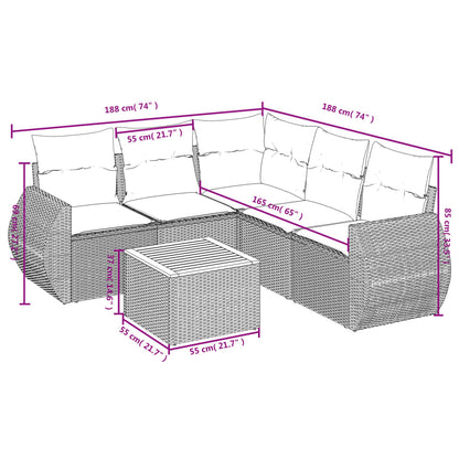 6-Delige Loungeset Met Kussens Poly Rattan Beige
