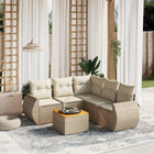 6-piece Lounge Set with cushions poly rattan beige