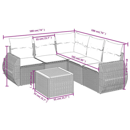 6-Delige Loungeset Met Kussens Poly Rattan Beige