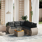 6-piece Lounge Set with Cushions Poly Rattan Grey
