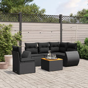 Loungeset 6-delig poly rattan zwart
