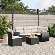 Loungeset 6-delig poly rattan zwart