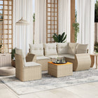 6-piece Lounge Set with cushions poly rattan beige