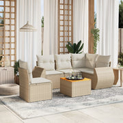 Loungeset 6-delig poly rattan beige