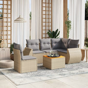 Loungeset 6-delig poly rattan beige