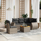6-piece Lounge Set with Cushions Poly Rattan Grey