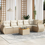 Loungeset 7-delig poly rattan beige