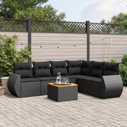 Loungeset 7-delig poly rattan zwart