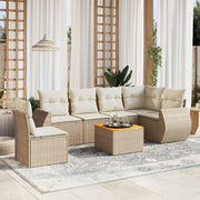 Loungeset 7-delig poly rattan beige