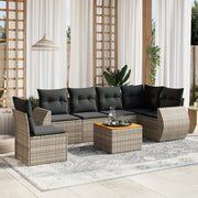 Loungeset 7-delig poly rattan grijs
