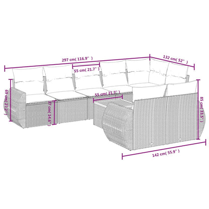 9-Delige Loungeset Met Kussens Poly Rattan Zwart