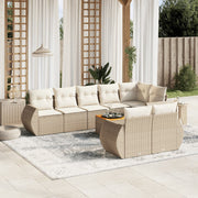Loungeset 9-delig poly rattan beige
