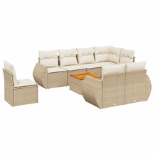 9-Delige Loungeset Met Kussens Poly Rattan Beige