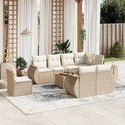 Loungeset 9-delig poly rattan beige