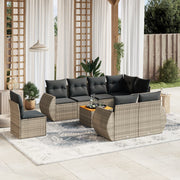 Loungeset 9-delig poly rattan grijs
